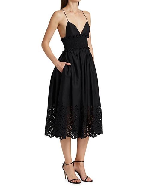 Shop Michael Kors Collection Smocked Eyelet Midi Dress Saks Fifth Avenue