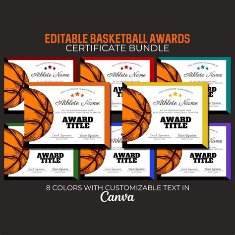 Basketball Awards Printable Basketball Team Certificate Bundle