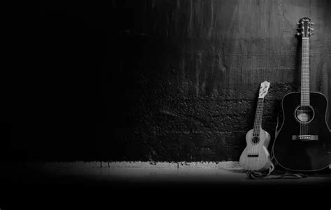 Wallpaper music, guitar, two, musical instrument, dark background for ...