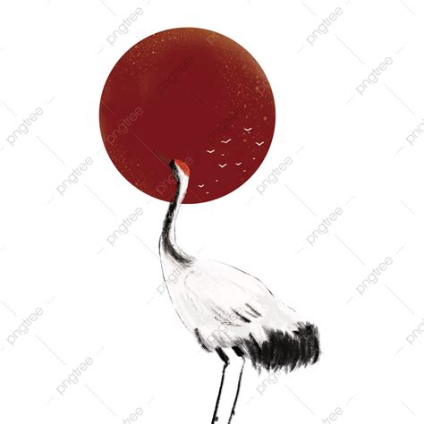 Ancient Wind Png Image Chinese Wind Crane Ancient Style Hand Drawn