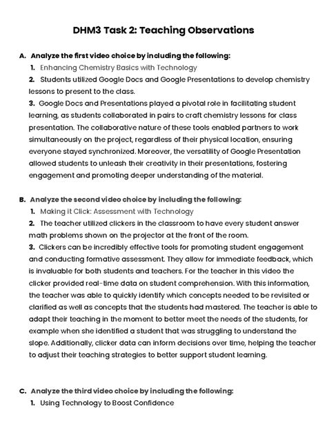 DHM3 Task 2 Teaching Observations DHM3 Task 2 Teaching Observations