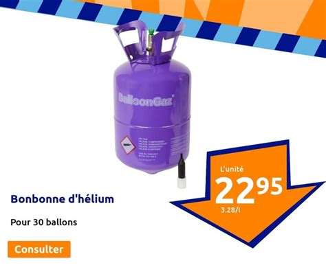 Promo Bonbonne d hélium chez Action