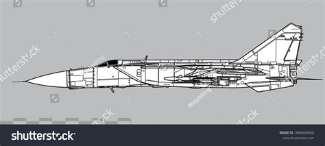 Mikoyan Mig 25pd Foxbat E Vector Drawing Supersonic Stock Vector