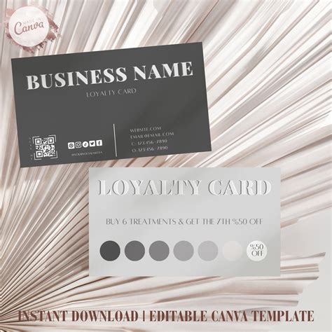 Editable Printable Loyalty Card Template Bundle Diy Loyalty Card