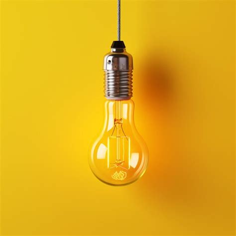 Premium Ai Image Yellow Light Bulb On Yellow Background Minimal Idea