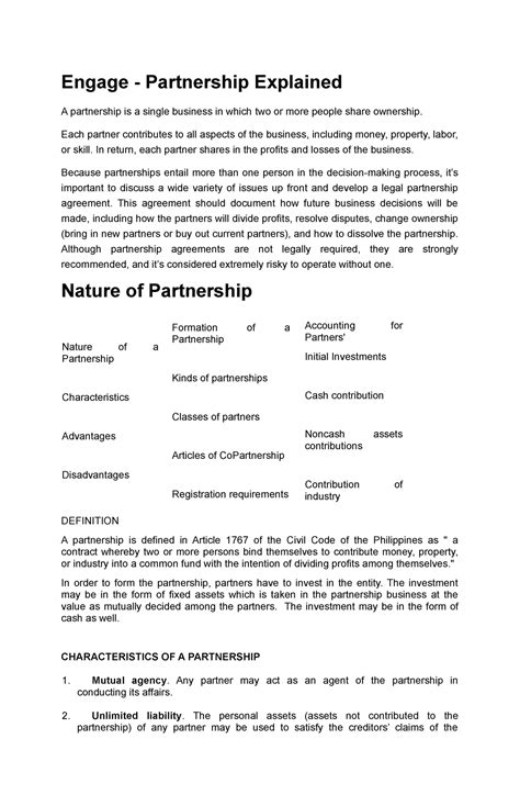 Explain Nature OF Partnership Engage Partnership Explained A