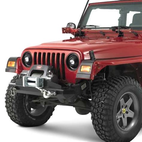 Warrior® Jeep Cj7 1976 Stubby Black Front Winch Hd Bumper With Grille Guard