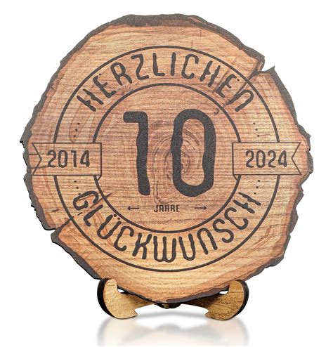 DARO Design Holzscheibe 10 Jahre Größe 20cm Geschenk zum