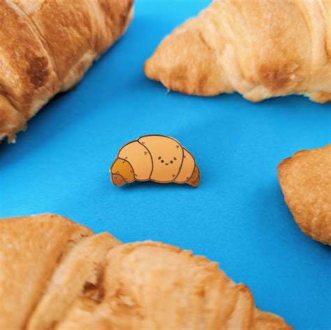 Kawaii Croissant Enamel Pin Food Pins Kawaii Enamel Pin Etsy