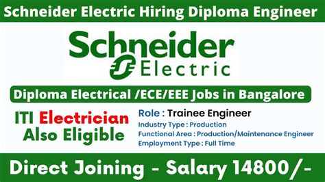 Schneider Electric Hiring Diploma Engineer Salary 14800 Diploma