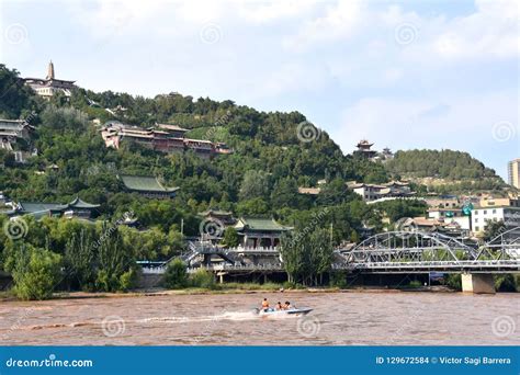 Zhongshan Bridge at Lanzhou, China Editorial Stock Image - Image of ...