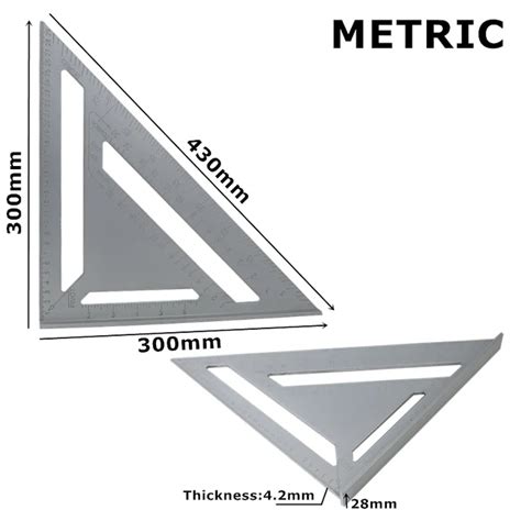 Triangle Ruler Aluminum Alloy Angle Protractor Square Right