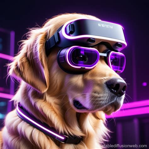 Golden Retriever with VR Goggles | Stable Diffusion Online