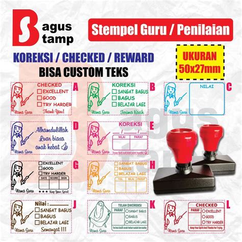 Jual Stempel Nilai Guru Penilaian Koreksi Checked Rewards