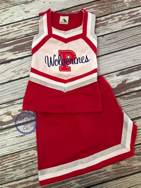 Red & White Cheer Uniform Customized Cheerleading Uniform - Etsy