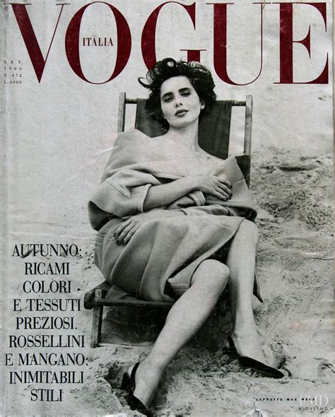 Cover Of Vogue Italy With Isabella Rossellini September 1989 Id 3320