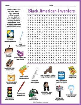 Black American Inventors Word Search Puzzle Worksheet Activity Tpt