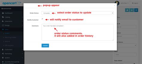 Opencart Admin Quick Orders Status Change