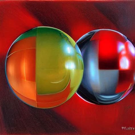 Chrome Spheres On A Red Cube By William Bliss Baker Stable Diffusion