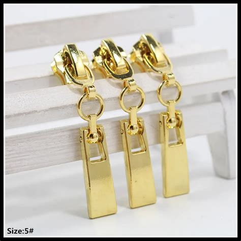 5# Wholesale 10pcs Zipper gold Metal Zipper Pulls zipper Head For ...