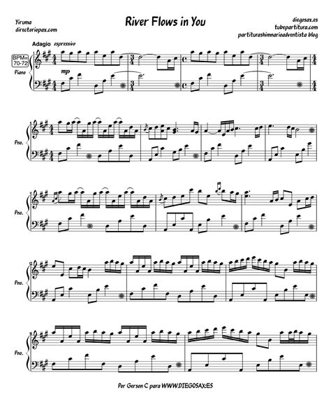 Diegosax River Flows In You De Yiruma Partitura Para Piano Partitura