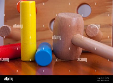 Pound A Peg Wooden Hammer And Peg Toy Stock Photo Alamy