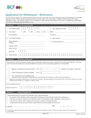 Fillable Online Bcfkiwisaver Co Kiwisaver Retirement Withdrawal Form