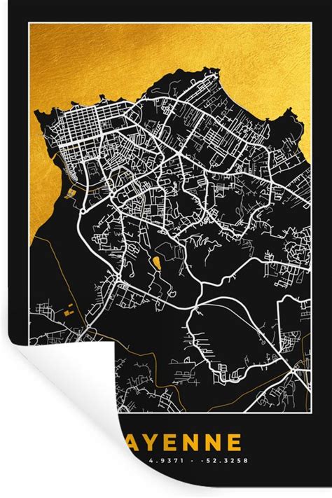 Muurstickers Sticker Folie Stadskaart Plattegrond Cayenne