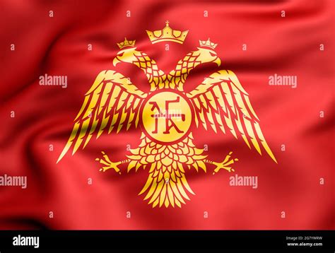 3d Flag Of Palaiologos Dynasty Byzantine Eagle 3d Illustration Stock