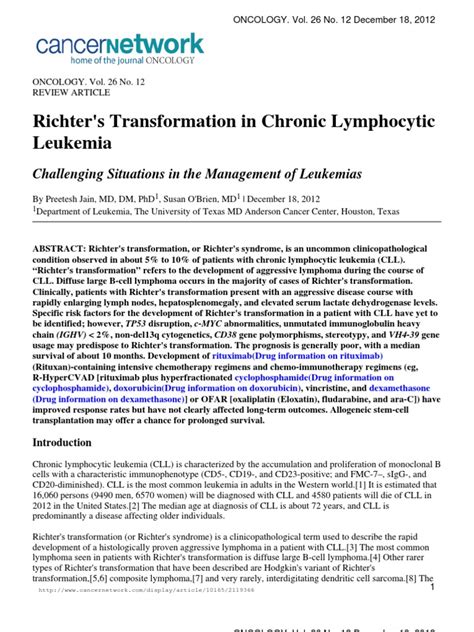 Richter s Transformation in Chronic Lymphocytic Leukemia | Leukemia ...