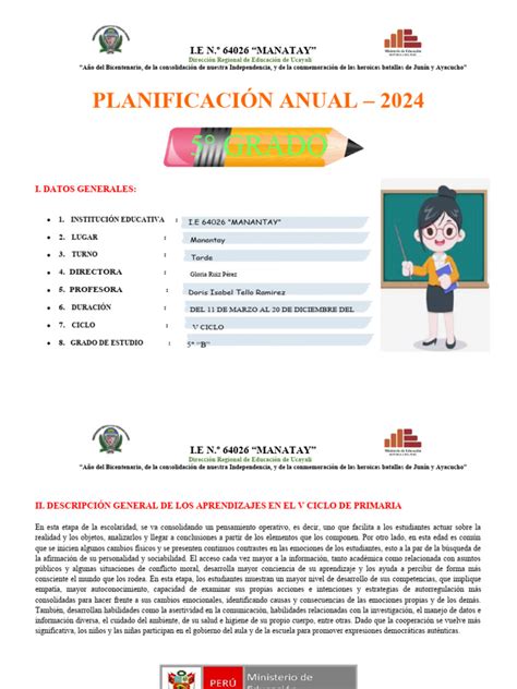 5° Planificacion Anual 2024 Pdf Números División Matemáticas