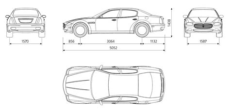 Maserati Quattroporte 2004 Blueprint - Download free blueprint for 3D modeling