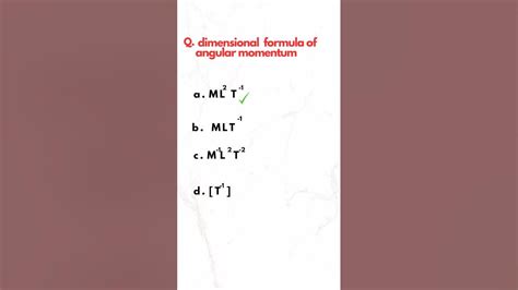 Dimensional Formula Of Angular Momentum Youtube