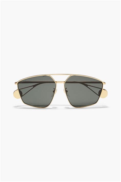 GUCCI Aviator-style gold-tone sunglasses | THE OUTNET