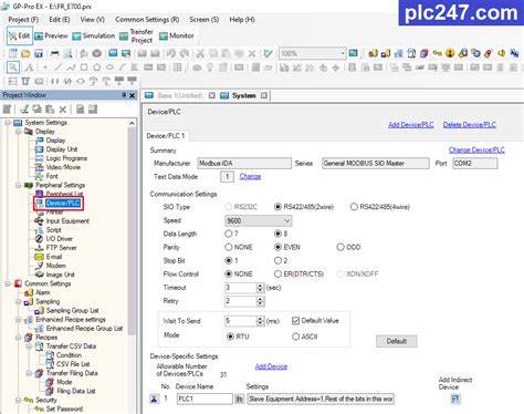 HMI Proface Modbus RTU Inovance MD200 Tutorial Plc247