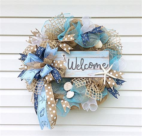 Beach Wreath Beach Wreath For Front Door Starfish Wreath Etsy In 2020