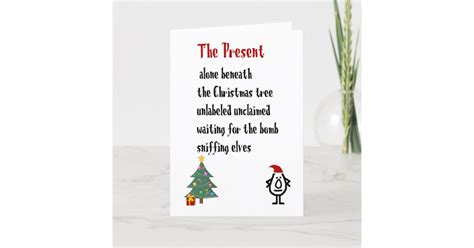 The Present A Funny Merry Christmas Poem Holiday Card Zazzle