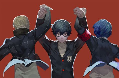 Narukami Yuu Amamiya Ren And Yuuki Makoto Persona And 3 More Drawn