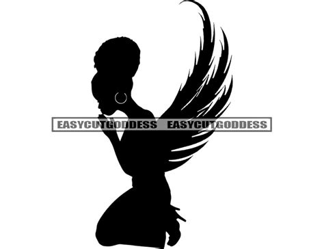 Afro Black Woman Angel Praying God Kneeling Silhouette Prayers Hands