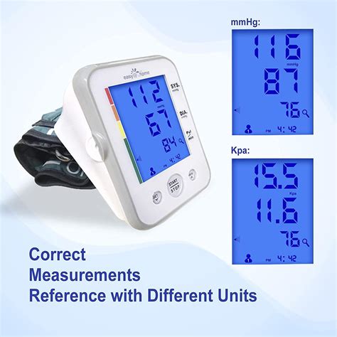 EasyHome Large Cuff Digital Blood Pressure Monitor | 3-Color Backlit ...