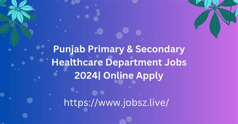 Punjab Primary And Secondary Healthcare Department Jobs 2024 Online