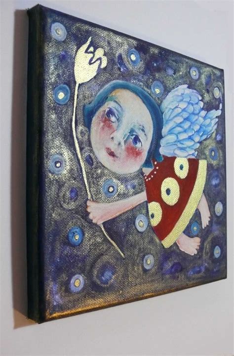 Folk Art Painting Angel Painting Original Folk Art Primitives