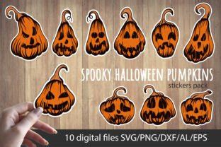 Spooky Halloween Pumpkins Sticker Svg Graphic By Klimushka Creative