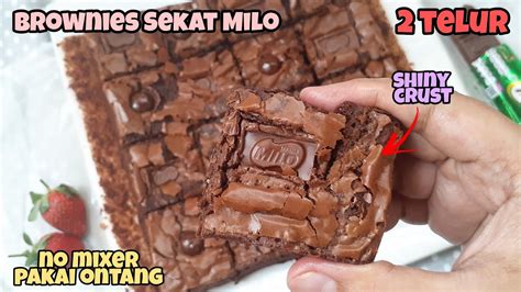 Brownies Sekat Milo Shiny Crust Telur Tanpa Loyang Sekat Tanpa