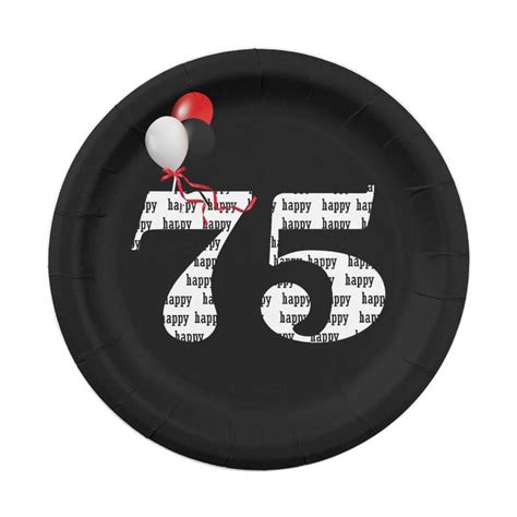 75th birthday party balloons paper plates | Zazzle | 75th birthday ...