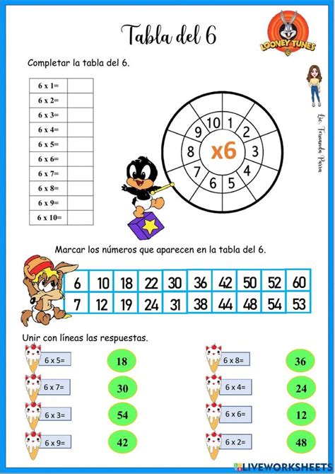 Tabla Del 6 Exercise For Tercero De Primaria Tablas De Multiplicar Actividades Enseñar La