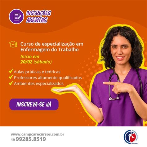 Incri Es Abertas Curso De Especializa O Em Enfermagem Do Trabalho