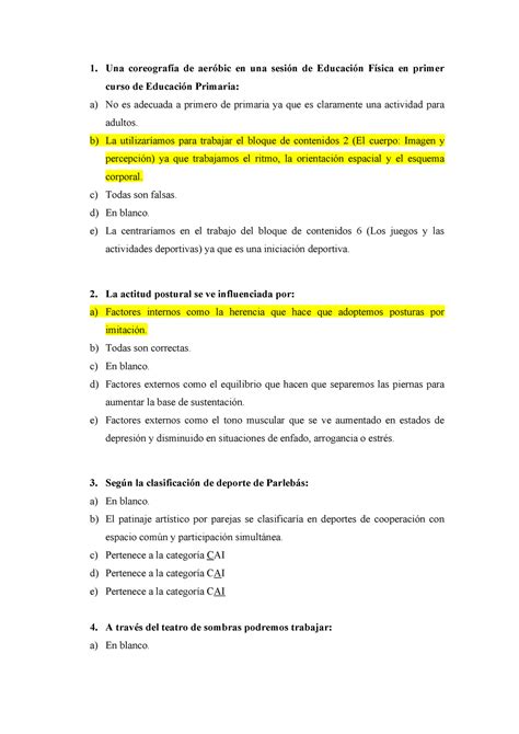 Cuestionario De Preguntas Educacion Fisica Respuestas Kulturaupice