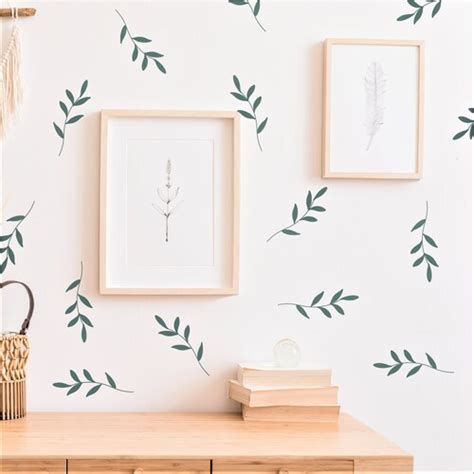 Leaf Wall Decals Botanical Leaves Wall Stickers Boho Room Etsy