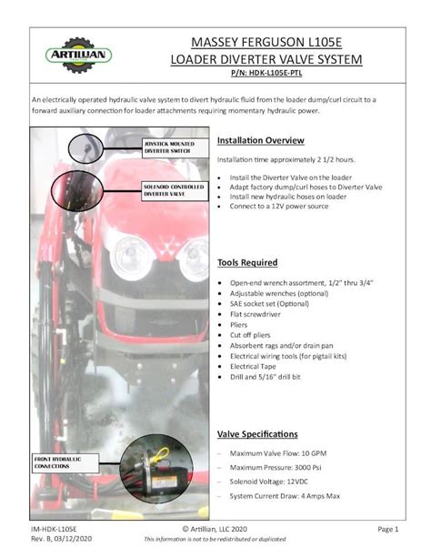 PDF MASSEY FERGUSON L105E LOADER DIVERTER VALVE 1 Install The